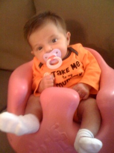 Lucie in her Bumbo chair